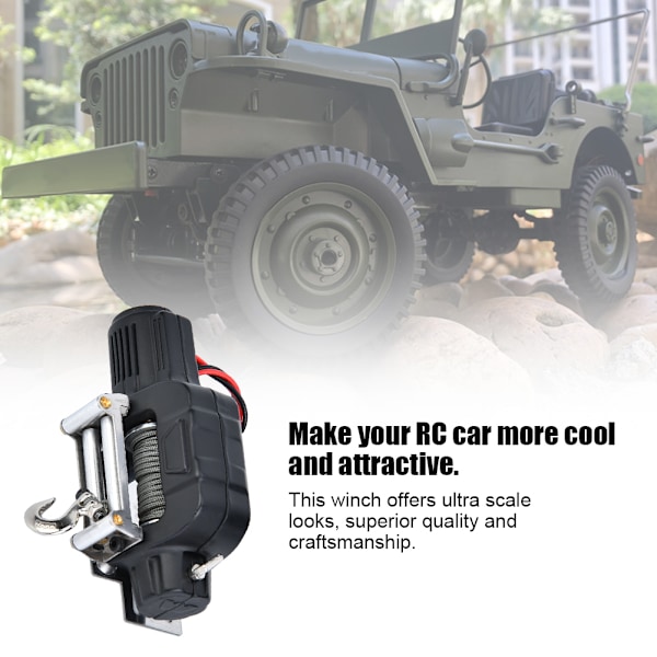 1/10 RC Crawler Car Winch Remote Controller Receiver för SCX10 D90 D110 TF2 för TRX4Black