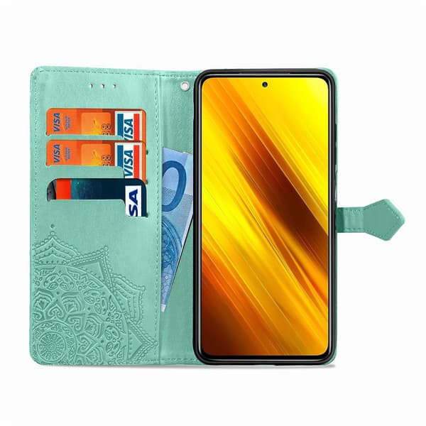 Preget Mandala Blomsterdeksel Kompatibel med Xiaomi Poco X3 NFC[LD] Green