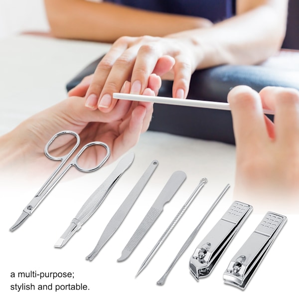 8 st nagelsaxar i rostfritt stål Cutter Clippers Set Fingernagel tånagel (svart)