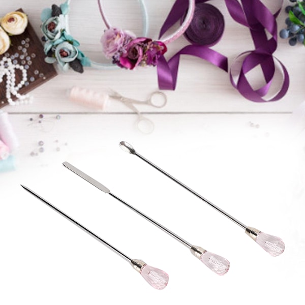 3 st Pulversked Omrörningsstång Bubble Needle DIY Gel Akryl Glitter Pulver Mixning Smyckenstillverkningsverktyg Rosa