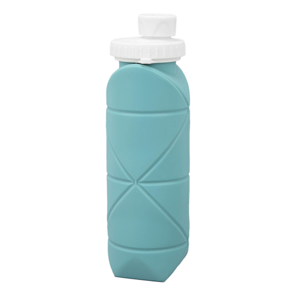 600 ml taittuva vesipullo elintarvikelaatuisesta silikonista, vuotamaton kevyt matkavesipullo kuntosalille, leirintäalueelle, urheiluun, eukalyptusvihreä