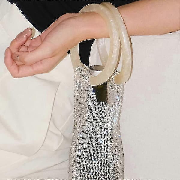 Glitrende diamanter med rhinsten og vinpose, elastisk net, robust håndtag, bryllupsgaver - god White