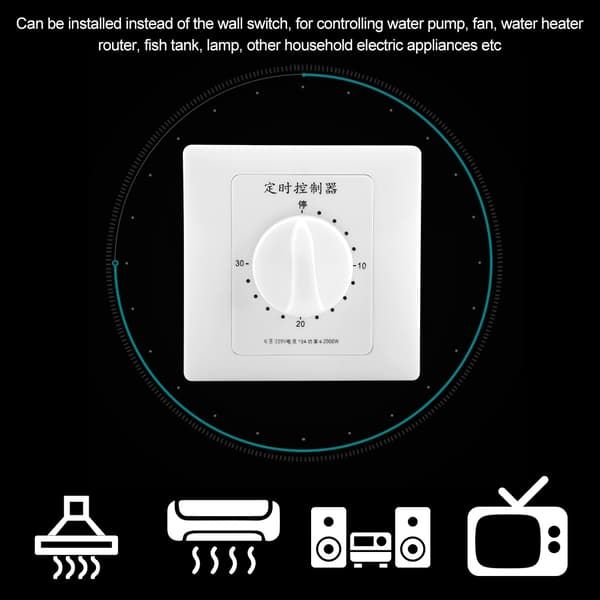 220V Vandpumptimer Mekanisk Nedtælling Indendørs Intelligent Tidsafbryder (30 minutter)