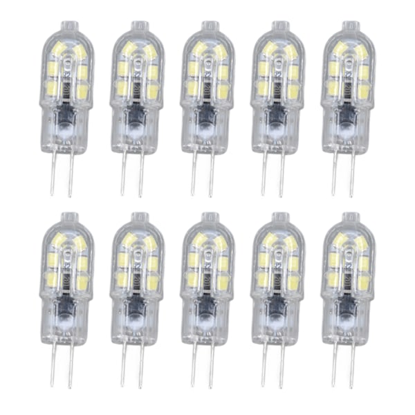 10-pakke G4 2835 LED-lampe Transparent LED-lampe Plugg inn glødepære AC220V for bobilskap Landskapslys 6500K hvitt lys