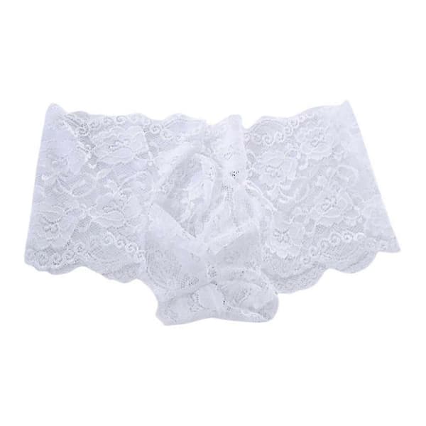 Herr Spets Thong G-string Sissy Panties Erotiska Underkläder Trosor (vit) White 3XL