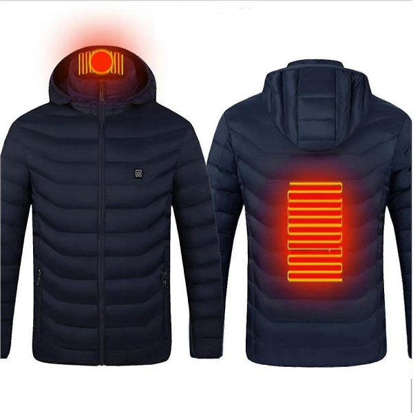 Unisex Elektrisk Usb Opvarmet Jakke Vinter Warm Heat Pad Klæd Body Warmer Coat Outwear blue XL