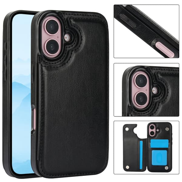 Kompatibel med iPhone 16 Plus - Wallet Case, Elegant, Praktisk och Säker Brun