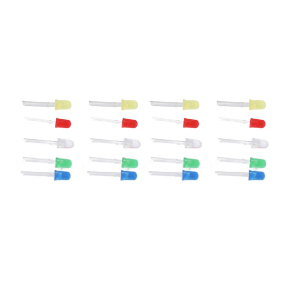 1000 stk. LED-lysdiode-sortimentssæt Lampekomponenter runde 5 farver 5 mm