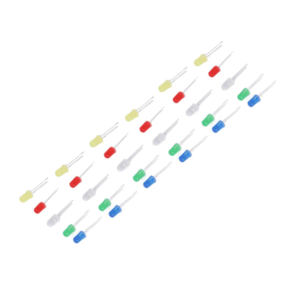 1000 stk. LED-lysdiode-sortimentssæt Lampekomponenter runde 5 farver 5 mm