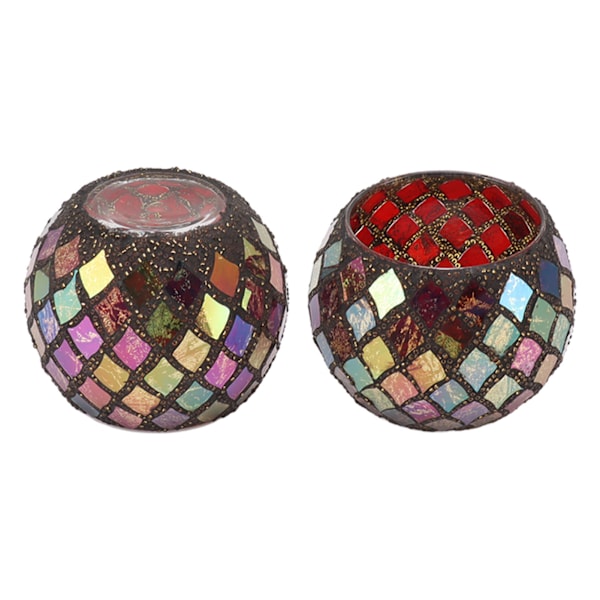 Te-farget Mosaikk Glass Lysestake Håndlaget Duftlys Kopp LED Lysstativ for Hjemmet