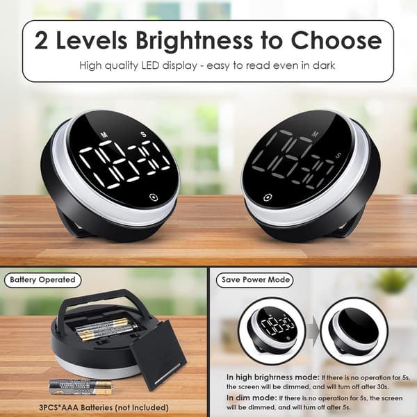 Digital Timer med Magnet og LED-skjerm - Kjøkkentimer / Eggetimer Red