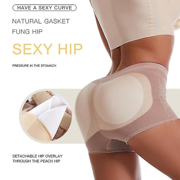 Butt Lift Body Shaper Panties - Hip Enhancer Underwear (S, Beige)