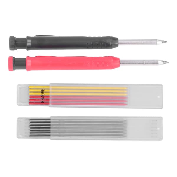 Tømrersæt med blyantmarkør og medium refill, 14 stk., rød, sort, gul