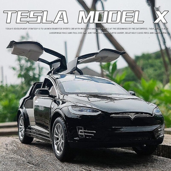 Hhcx-1:24 Tesla Model X -metalliseosautomalli Diecast Metal Simulation Leluautomalli