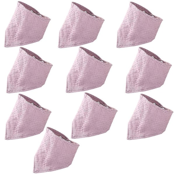 Baby Bandana Drool Bibs 10 Pack för pojkar och flickor - 10 enfärgade färger, bomull, tandsprickning och dreglande lila