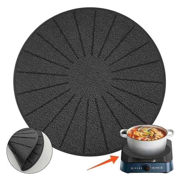 2X Induktionshällmatta - Silikonfiberglasskydd - För Magnetisk Spis - Halkfria Kuddar Black