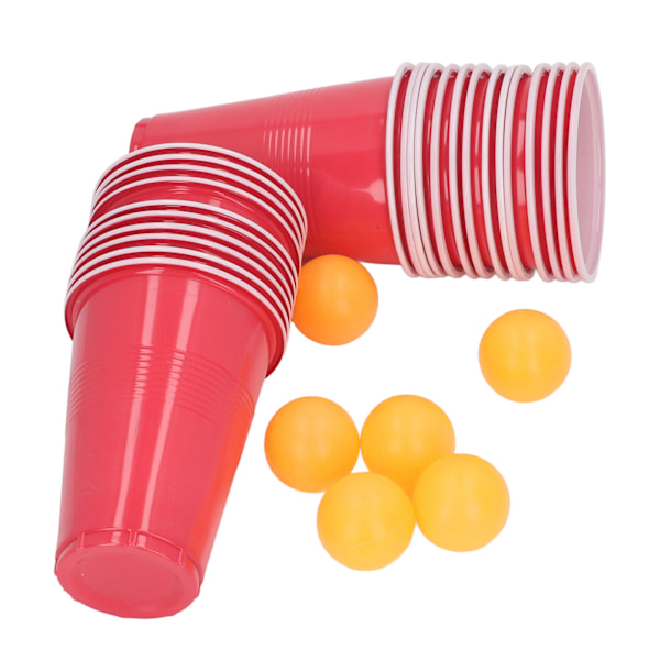 Beer Pong Spilkop 24 Bordtennisbolde 24 Kopper Plast Sjovt Bærbar Genanvendelig Beer Cup Pong Sæt til Fest Fritidsspil Udendørs