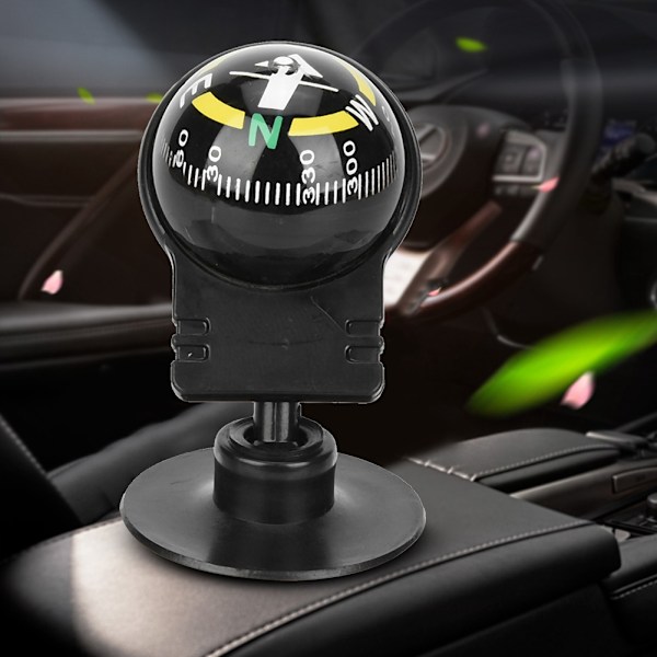 2 st LC282 ABS Bärbar Bilkompass Guide Ball med Sugkopp Utomhus Navigationsverktyg