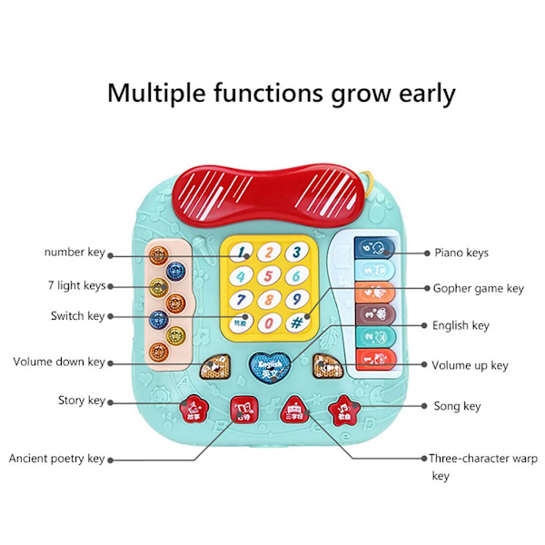 5 i 1 babytelefonleksak för babybarn drar med sig leksaksbil Musikleksakstelefon för jul nyår