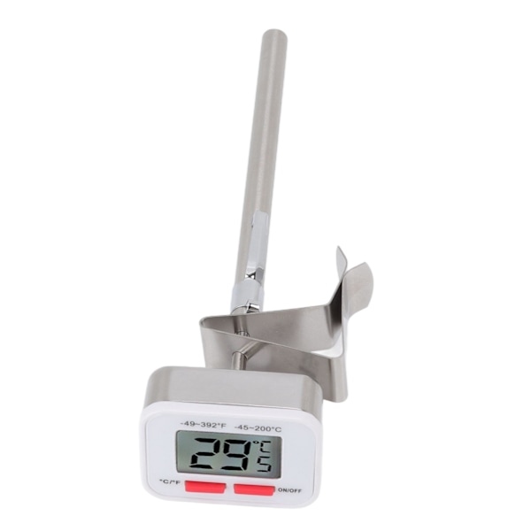 Mattermometer Reglerbar klämma Stor Display Skärm Avtagbar Rostfritt Stål Vit Kökstermometer
