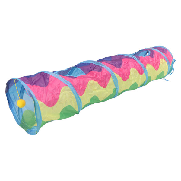 Cat Tunnel Rainbow Wave Color Rolig interaktiv hopfällbar kattungetunnel för inomhusbruk