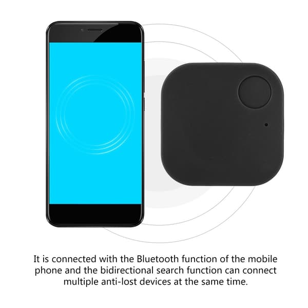 Bluetooth Nøglefinder Tile Tracker - Sort, anti-tabt GPS Locator til nøgler, børn og kæledyr