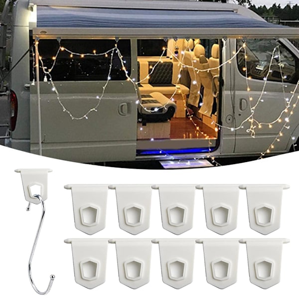 10 st. Markiser för Husvagn/Husbil, S-formade Krokar, Set för Camping, Husvagn, Tält, Spårkrokar, Tillbehör för Husbil