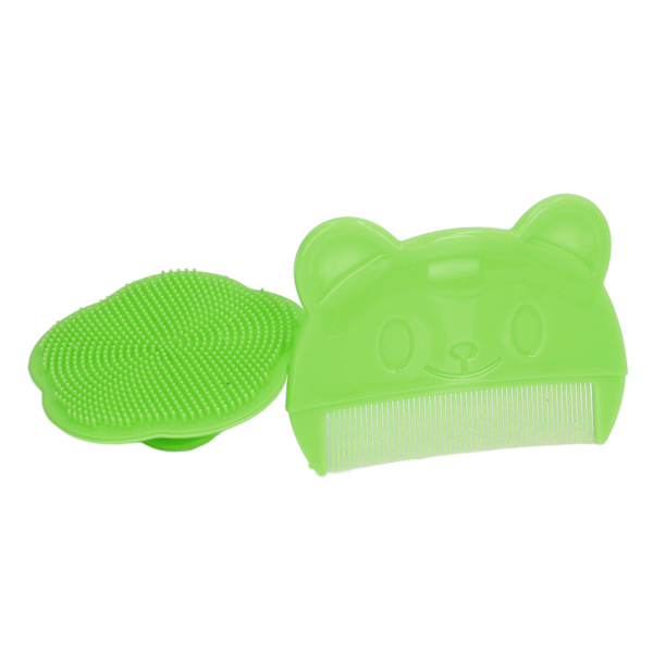 2ST Baby Scalp Brush Set Mjuk sensorisk silikon badborste Bekväm nyfödda hårbotten Badverktyg Grön