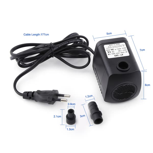 Nedsænkbar pumpe til akvarium, 220V 15W, 800L/H, Sort