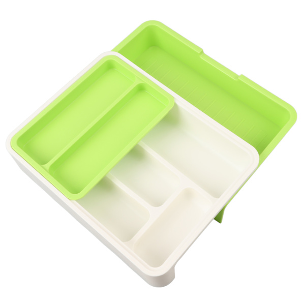 Køkken Skuffe Organizer Plast Multifunktionel Fleksibel Opdeling Pladsbesparende Skuffe Bestik Bakkeholder til Sølvtøj Knive Lysegrøn