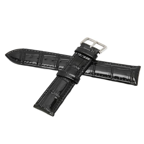 PU läder klockband Legering Pin Spänne Justerbar Bekvämt utbyte Watchband Svart