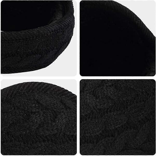 Varma stickade öronvärmare Vikbara Öronmuffar Vinteröronmuffar Unisex Black