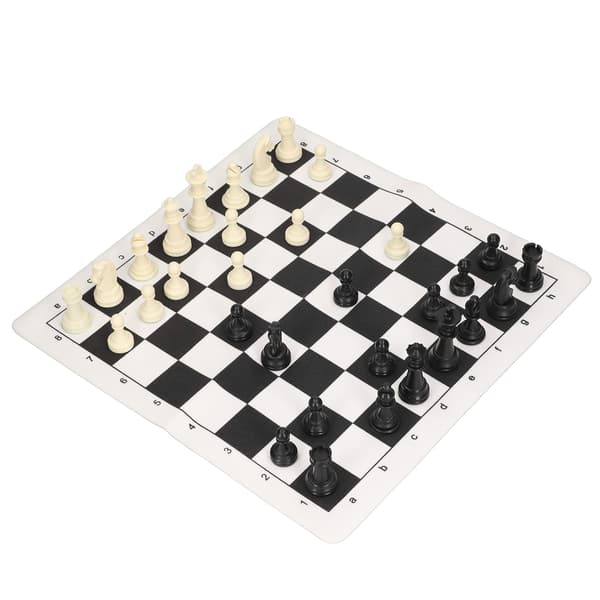 Plastic Chess Set International Chess Set Black and White Chess Board Set with a Storage Bag