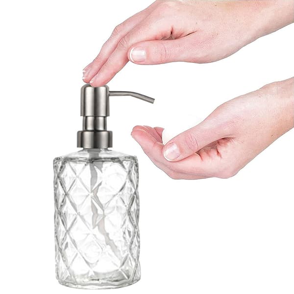 Tvålpump, klar diamantdesign, påfyllningsbar, väggmonterad tvålpump