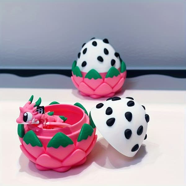 [Søt dragefruktpynt] Søt 3D-printet dragefrukt- og drageeggmodell | Plastpynt, skrivebordsdekorasjon, julegave[LD] Dragon Fruit, Fire Dragon + Dr