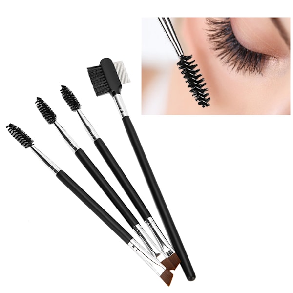 4 stk Professionel Blød Hår Kosmetisk Dobbelt Hoved Øjenbryn Børster Øjenvippe Kam Makeup Tool