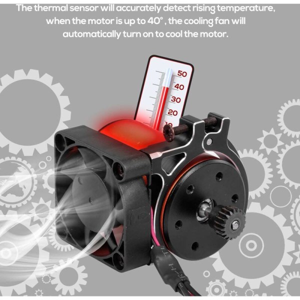 RC bilmotor kjølevifte med termisk sensor CNC aluminiumslegeringsklemme kjøleribbe for 4268 4274 1/8 1/10 Buggy Cars Motors, modell: sølv