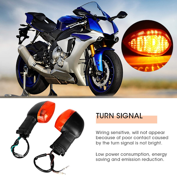 2 stk Motorsykkelmodifisering Blinklys Passer for YAMAHA R1-tilbehør (svart og gul)