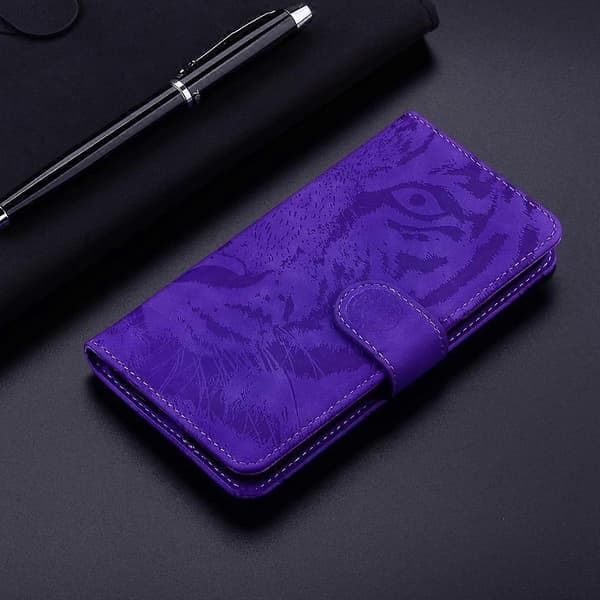 Läderfodral med tigerprägling till Redmi 14C 4G[LD] Purple
