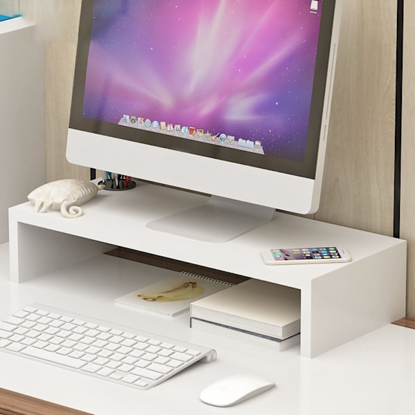 Skærmbakke Riser Ergonomisk Computer Skærmbakke Stand Ekstra Opbevaringsplads Desktop Notebook Forhøjet Base Varmt Hvid