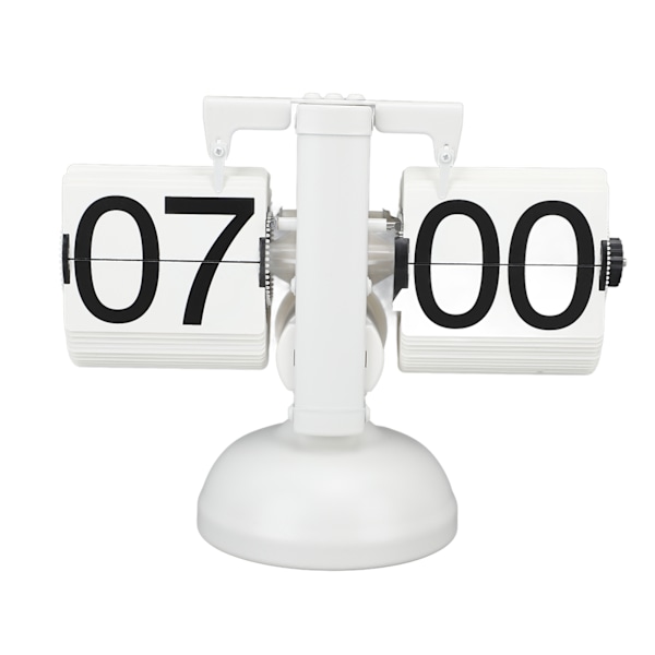 Flip Clock Large Number Batteridriven 304 rostfritt stål Bordsskiva Retro Flip Clock för hemmakontor 24 timmar Helvit