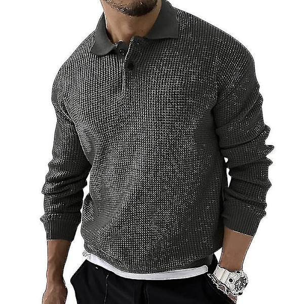Herr Sky Blue Stickad Polotröja Pullover för Casual Business & Streetwear