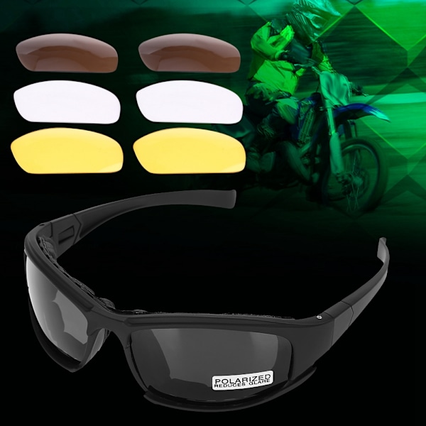 UV400 Military Goggles Polarized Solglasögon 4 lins för cykling Utomhus Jakt Skytte