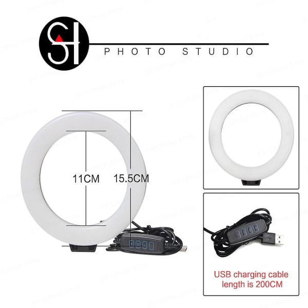 6 pouces Mini Led bureau vidéo anneau lumière Selfie lampe avec trépied support premie USB pour Youtube Live Photo photographie Studio Sliver stativ Sliver tripod