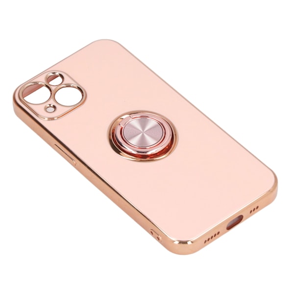 Mobilfodral för Iphone 13 med roséguld glitterpläterad ringställ Ultratunt flexibel TPU-telefonskydd Ljusrosa