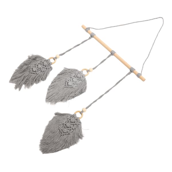 Handvävd Bladgobeläng Boho Stil Bomullsblad Gobeläng Väggbonad Dekoration för Sovrum Sovsal Grå