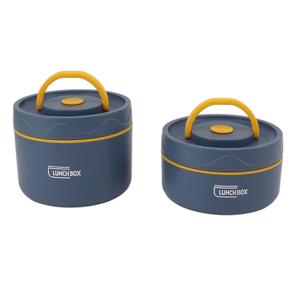 Bento Lunchboks Rund med Lopp Pose Lekkasikkert Rustfritt Stål Sikker Stor Kapasitet Lett å Rengjøre Lunchboks for Kontor 2 Mikrobølgeovn