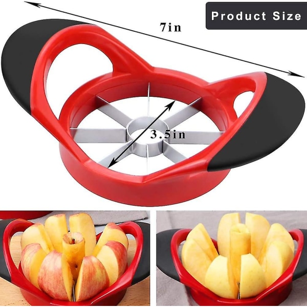 Æbleskærer, æbleskærer, kerneopgraderingsversion 8-blads stor æbleskærer og -splitter, splitteren kan skære op til 3,5 tommer æbler Red