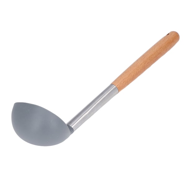 Soppslev Mjuk Säker Hållbar Silikonmaterial Nonstick Reptålig Trähandtag Ladelsked
