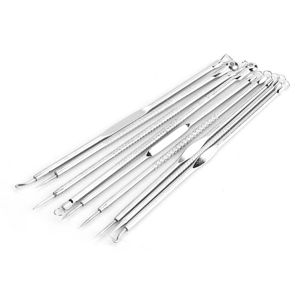 9 stk. Blackhead Extractor Sæt Rustfrit stål Comedon Fjernelse Ansigtsrenseværktøj #01